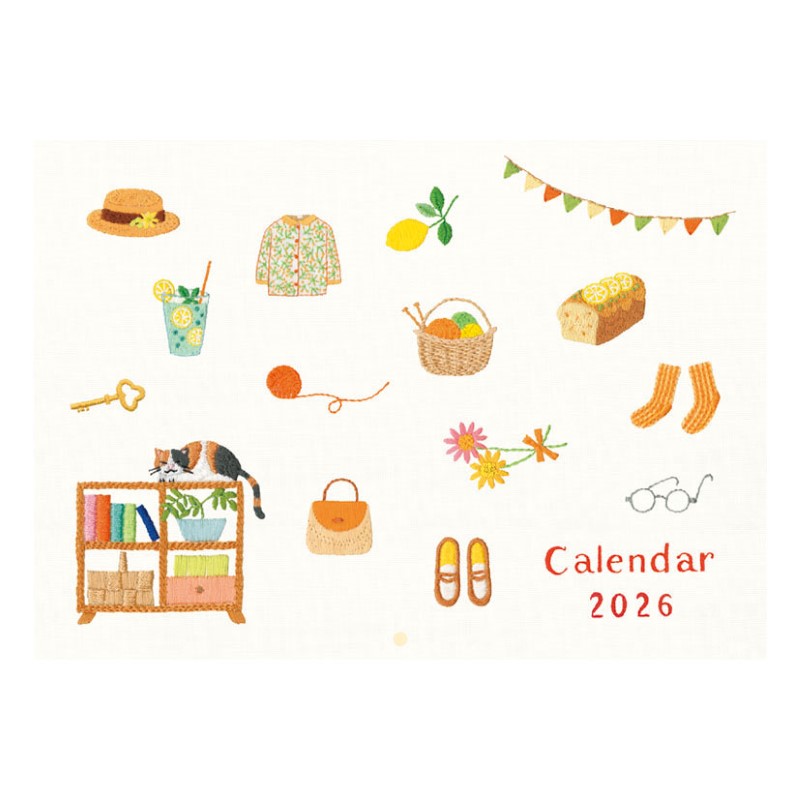 2026年度カレンダー ステッチカレンダー(日曜始まり)